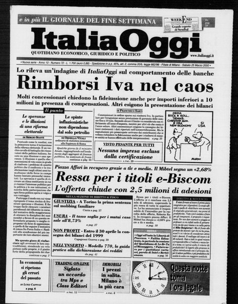 Italia oggi : quotidiano di economia finanza e politica